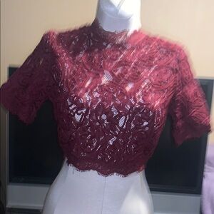 Elegant Lace Burgundy Top